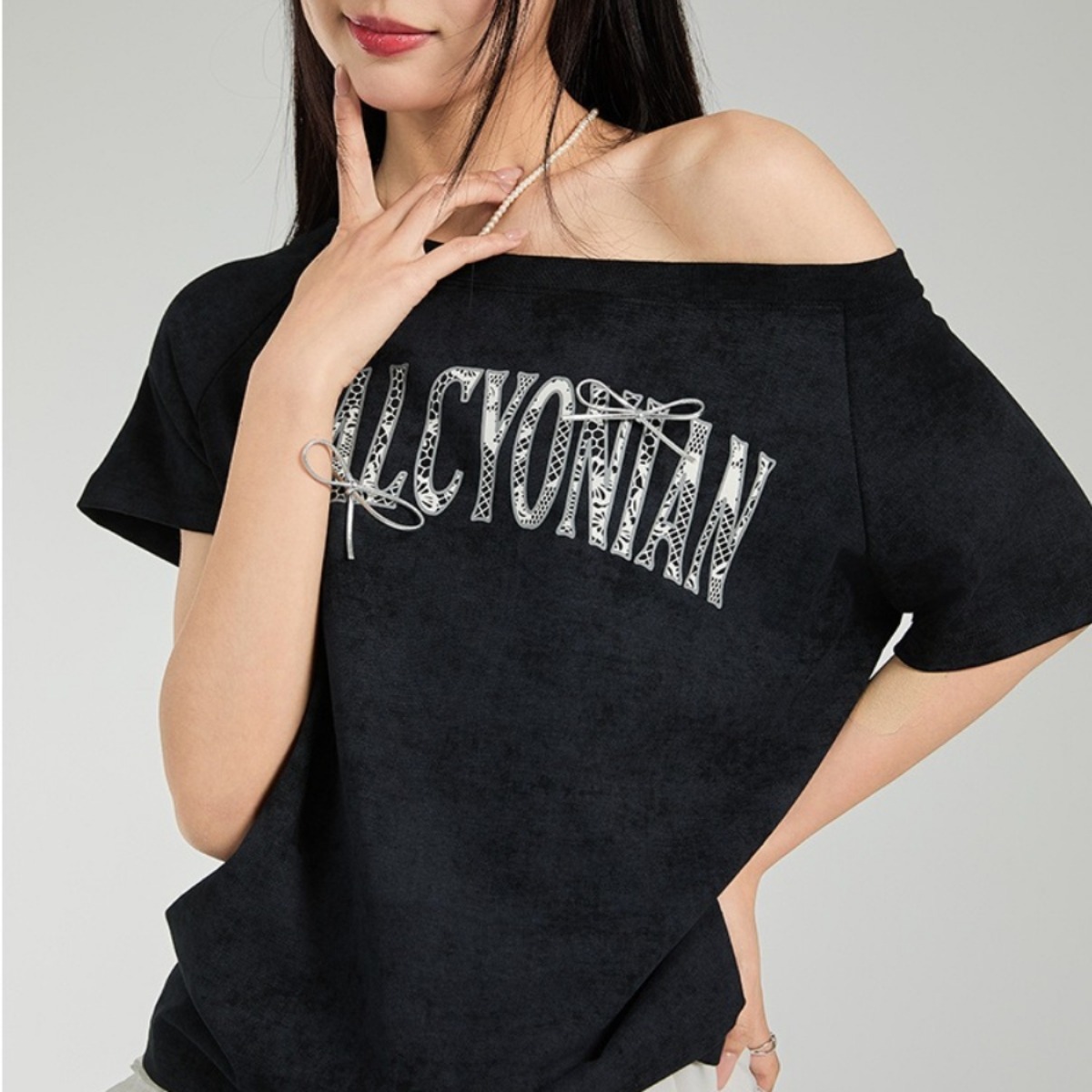 カップルペアルック ヴィンテージムード オフショル×ゆるシルエットTシャツ